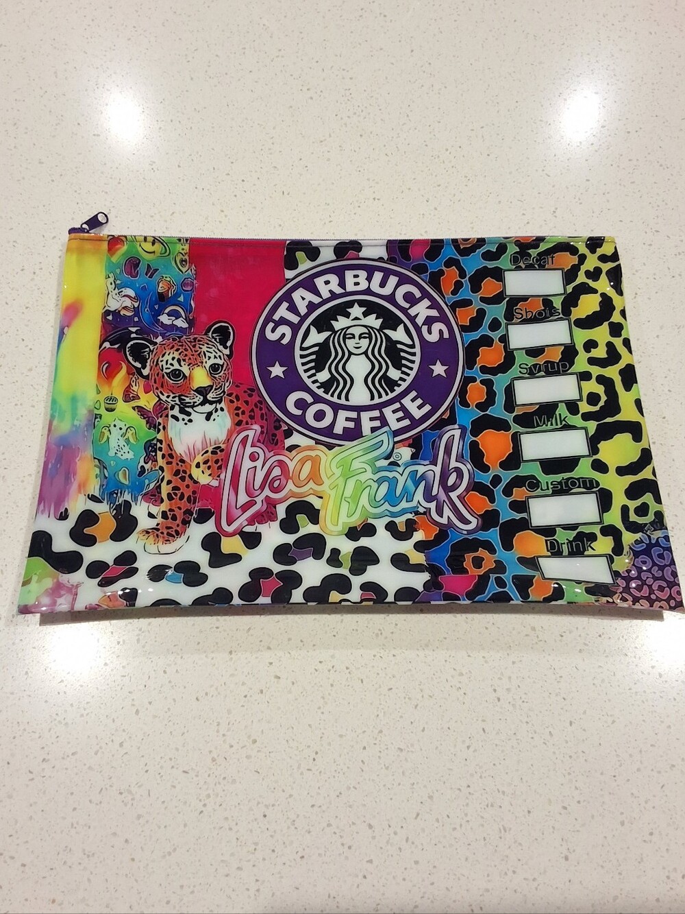 Lisa Frank Large Waterproof Zipper Pouch Organizer Tablet Pouch, NEW